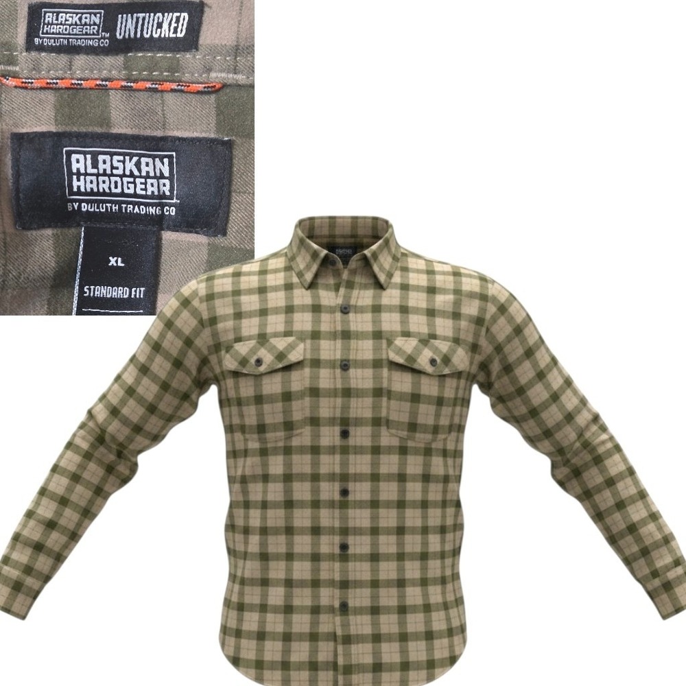 Alaskan Hardgear Button Down Mens XL Green Plaid Untucked Standard Fit Shirt